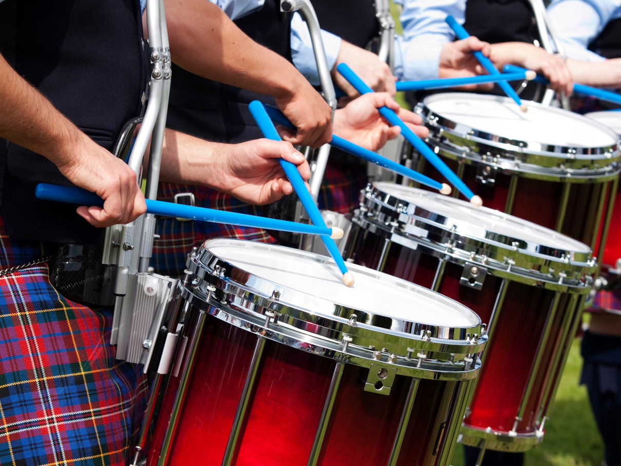 Drummers in a Scottish Marching Band