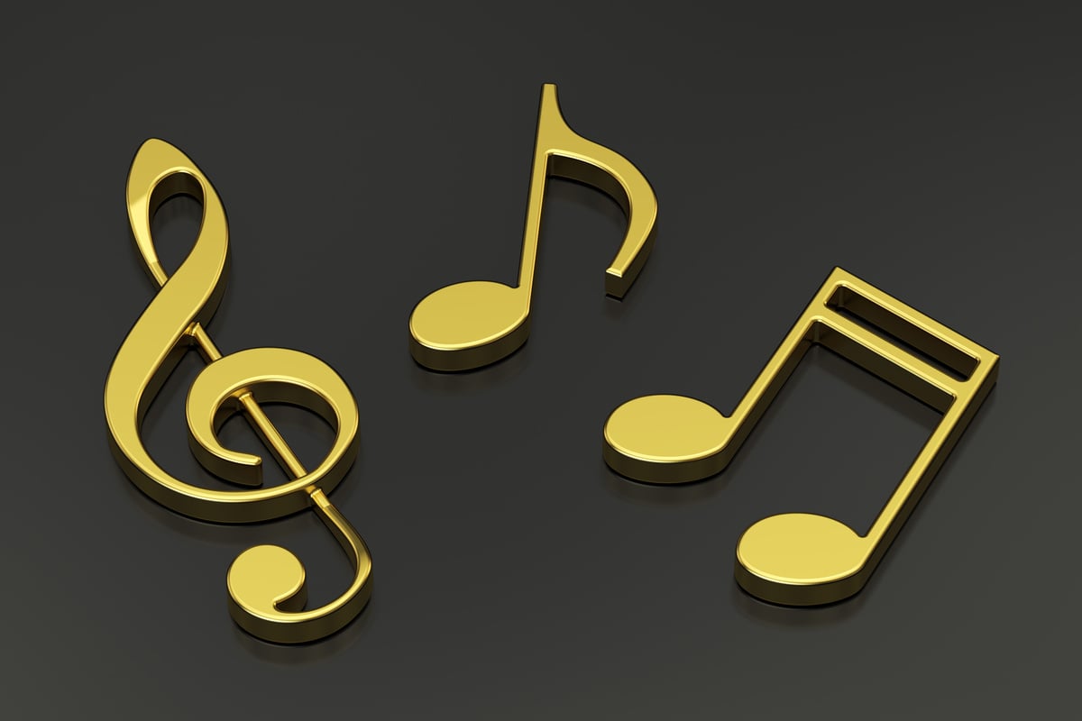 Golden Music Notes 3D Render